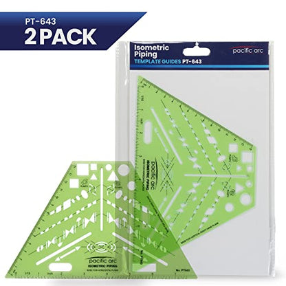2 Pack - Pacific Arc Professional Plumbing Elevation Template Guide - style: Isometric Piping - 2 Pack