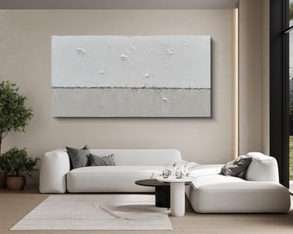 NANKAI Art Hand-painted Grey White Minimalist Oil Painting 30x60 inches - color: NKHB002
