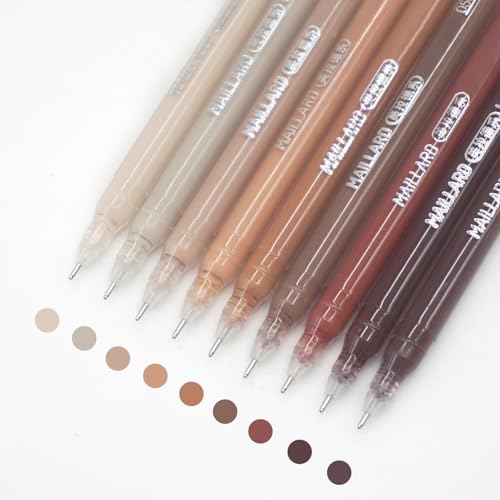 Gel Pens with 0.6mm Fine Point, 9 Colors Acrylic Drawing Gel Pen - color: Maillard