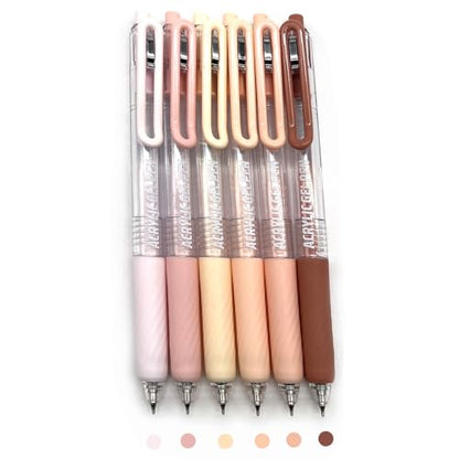 6 Colors 0.7mm Fine Pointed Acrylic Gel Pen Set,Beauty Skin | Fit for Drawing Creation, Daily Painting, Coloring, Card Making, Journaling - color: Silver