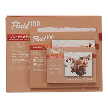Speedball Art Products, 811236, Fluid 100 100% Cotton Artist Watercolor Paper, 18 x 24 inch Block, 140 lb Cold Press - size: 18 x 24 (140 lb)