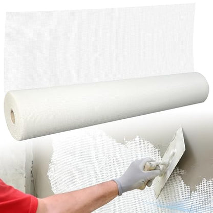 Fiberglass Mesh Roll 3.2x164 FT Plastering Mesh for Wall Crack Repair, Alkaline Resistant & Non-Adhesive 160g/m² Fibreglass Reinforcing Mesh Net for Plastering Interior Exterior Building Insulation