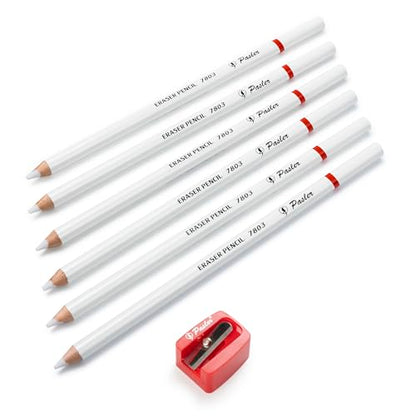 Pasler® Eraser pencils 7803 perfection Detail Eraser Pencil and a Sharpener perfect for sketches and coloured illustrations (7- pack) - style: 7 - pack