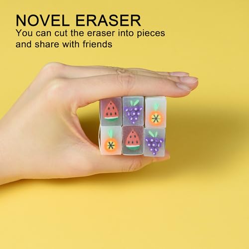 HILAZA 18Pcs Cute Fruit Erasers for Kids Bulk, Kawaii Fun Pencil Jelly Erasers for School Classroom Supplies Prize Gifts Party Favors - style: FRUIT