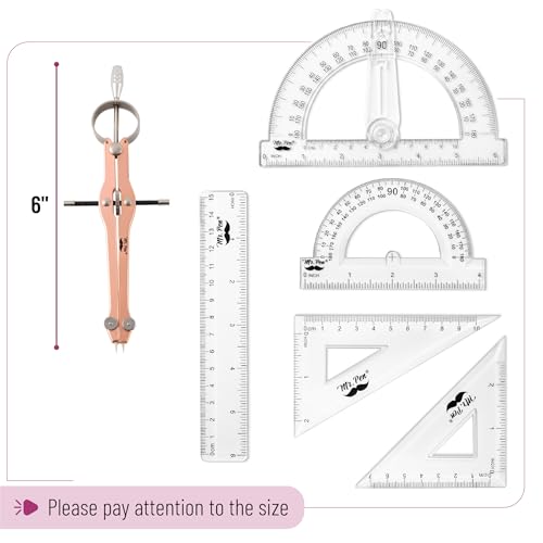 Mr. Pen- Geometry Set, 15 pcs, Rose Gold & Pink - color: Rose Gold & Pink