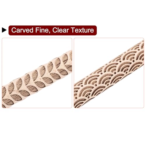 HARFINGTON 2pcs Wood Clay Roller 4"Water Wave Leaf Pattern Rolling Pins Pottery Tools Wood Grain Texture Rollers for Clay Baking Dough Playdough DIY - style: Water Wave + Leaf