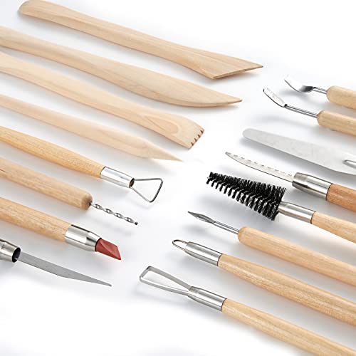 TEMONTIAN Clay Sculpting Tools for Pottery, Polymer & Air Dry Clay, 44 PCS - color: BROWN