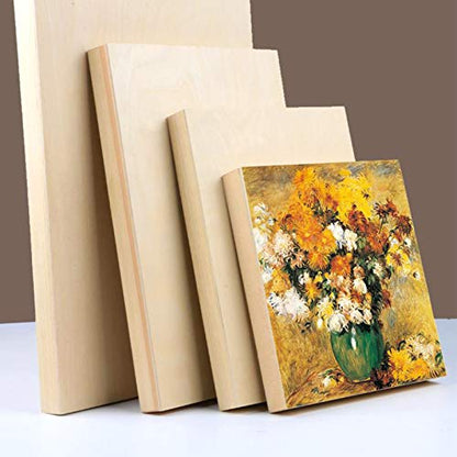 10 Pack Unfinished Wood Panels, 8 x 8 Inches Birch Wooden Cradled Painting Panel Canvas Boards for Watercolor, Arts and DIY Crafts, Easel Display, Use with Oils, Acrylics