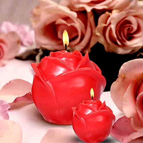 Rose Candles Molds, Set of 2 Large Small 3D Rose Flower Molds - color: 2pcs Rose Flower Molds