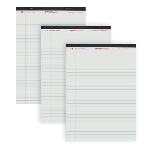 ROARING SPRING Enviroshades Gray Legal Pads, 3 Pack, Legal Ruled Recycled Colored Writing Note Pads, 8.5" x 11", 50 Sheets, Perforated Paper, Made in USA, Memo Pad For School & Office - color: Gray, style: 3 Pack