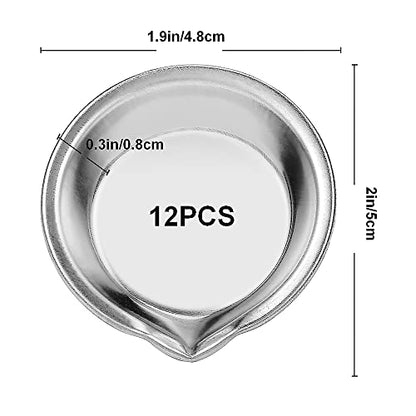 12pcs Makeup Palette Stainless Steel Small Round Paint Tray Artist Watercolours Paint Mixing Palette Tray