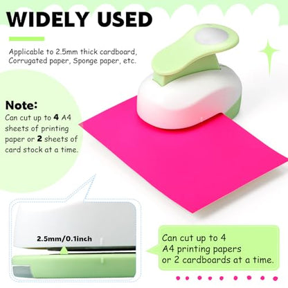 CHENGU 6 Pcs Circle Punch Set 3in/2in/1.5in/1in/0.6in/0.3in Scrapbook Hole Punchers Crafting with 10 Sticker Paper Round Cutter Scrapbook for Office Supplies DIY Albums Photos(Green) - color: Green, style: Circle