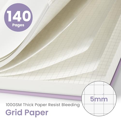 Taja Graph Spiral Journal Notebook for Women & Men, 140 Pages, Graph Paper Hardcover Notebook for Planning & Tracking, Journals for Graphing, A5(5.7" x 7.9") – Purple - color: E.Purple, style: c-Graph
