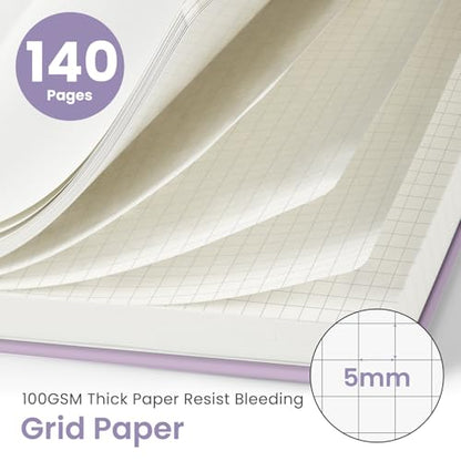 Taja Graph Spiral Journal Notebook for Women & Men, 140 Pages, Graph Paper Hardcover Notebook for Planning & Tracking, Journals for Graphing, A5(5.7" x 7.9") – Purple - color: E.Purple, style: c-Graph