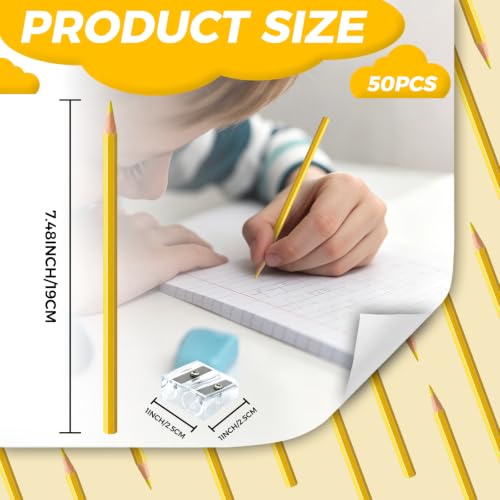 50 PCS Yellow Colored Pencils, Pre-sharpened Professional Wooden Art Pencils Set for Artists Painting | Premium Drawing Sketching Supplies - color: yellow