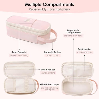 SKYDUE School Supplies Kit, 38 PCS Cute Stationery Set with Large Pencil Case, Pens, Mechanical Pencil Set, Highlighters & Refills, Aesthetic School Supplies for Girls, College, Back to School Pink - color: Pink