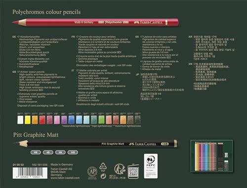 Faber-Castell Polychromos & Pitt Graphite Matte Gift Set, 23 Pieces - style: 23 Count