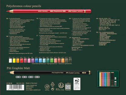 Faber-Castell Polychromos & Pitt Graphite Matte Gift Set, 23 Pieces - style: 23 Count