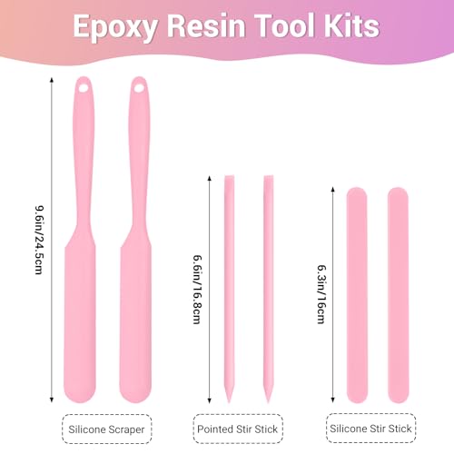 6PCS Silicone Stir Sticks Kits, 2pcs Spatula Scraper, 2pieces Large Silicone Sticks, 2pack Pointed Stir Rods, Reusable DIY Craft Tool for Mixing Resin, Paint, Liquid, Pink - color: Pink, size: Large&Medium-6PCS