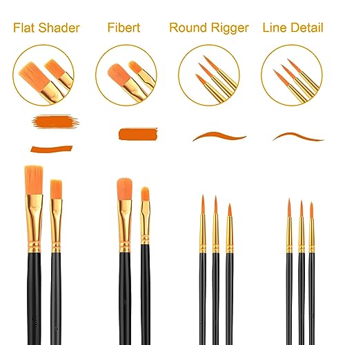 AROIC Paint Brush Set, 10 Pack 100 Pcs Acrylic Paint Brushes | Artist Paint brushes for Oil Watercolor Acrylic Face Rock Painting（Black） - size: 100pcs-black