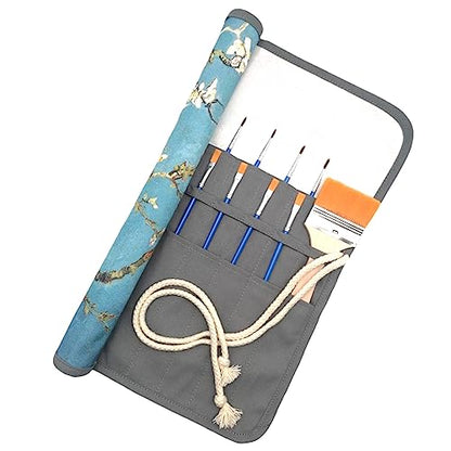 Funny live Paint Brush Holder Art Supplies, Artist Paint Brush & Storage Organizer Roll-Up Case Bag, Protect Acrylic Oil Watercolor Paintbrushes (Almond Blossom 20 Slot Pockets) - color: Almond Blossom 20 Slot Pockets
