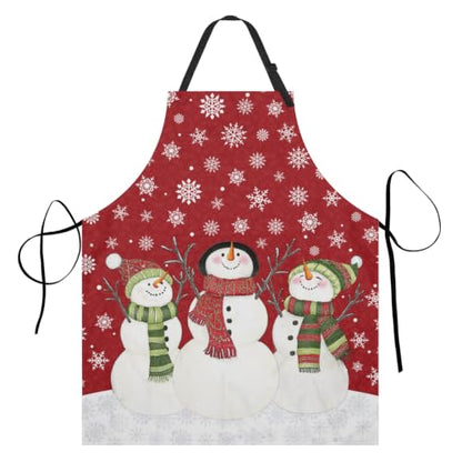 Imiss Waterproof Stain-Resistant Cooking Chef Aprons for Grill BBQ Baking 27 X 31 Inch - color: Red Snowman