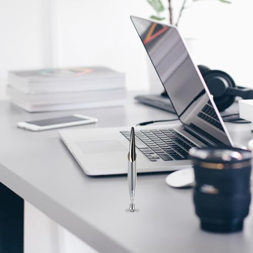 Ciieeo Single Pen Display Stand Organizer Metal Pen Holder 2pcs Metal Insertion Dip Pen Holder Pen Base Quill Fountain Desktop Pens Base - color: Silver Golden, size: 8.2x1.7x1.2cm