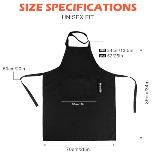 Bib Apron,Unisex Black Aprons Adjustable Washable,with 2 Pockets for Kitchen Crafting BBQ Drawing