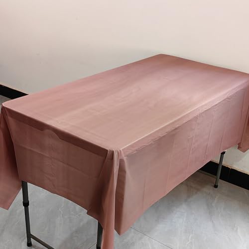 2 Pack Plastic Tablecloths - Disposable Table Covers for BBQ, Picnic, Wedding, Birthday Parties - Oil-proof, Waterproof, Light Weight, Light Brown Table Cover - 54 x 108 In - color: Light Brown
