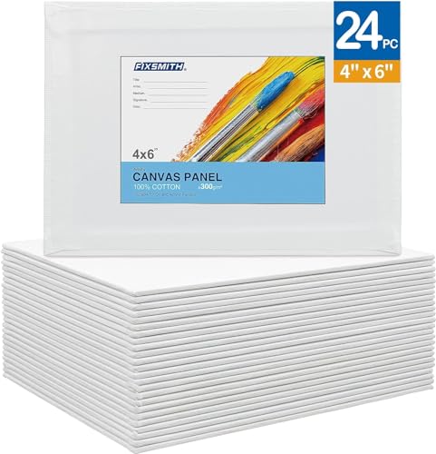 Canvas Boards for Painting 4x6 Inch, Super Value 24 Pack Mini Canvases, White Blank Canvas Panels, 100% Cotton Primed, Painting Art Supplies - size: 4"×6"