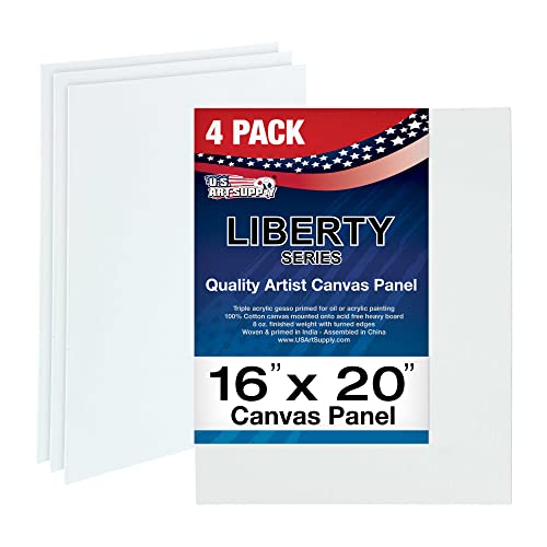 U.S. Art Supply 16 X 20 Inch Art Canvas Board Panels 4 Pack - 8 Ounce Heavyweight Cotton Acid Free Canvases for Painting Acrylics and Watercolor (1 Case of 4 Single Canvas Painting Panels) - size: 16" x 20"