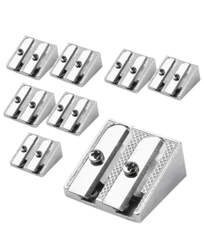 Mr. Pen- Handheld Metal Pencil Sharpener, 8 Pack | 2-Hole Dual Size (Standard & Jumbo), Metal Manual Pencil Sharpeners for Graphite & Colored Pencils, School, Office - color: Steel, size: 8 Pack