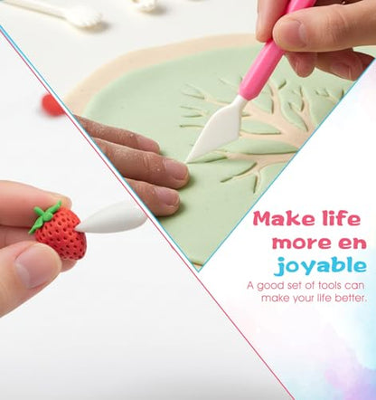 9 Pcs Air Dry Clay Sculpting Tools, Plastic Clay Shaping Tools Double-Head Polymer Modeling Pottery Tool for Pottery Cake Decoration Modeling Shaping, Ideal for Air-Clay Craft, Plastic Tool Kit