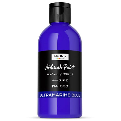 Nicpro Blue Large Airbrush Paint (8.45 oz, 250 ml) Ready to Spray Opaque Water-Based Acrylic Air Brush Paints for Model, Wood, Canvas, Metal, Plastic, Leather, for Beginners & Artists - color: Blue