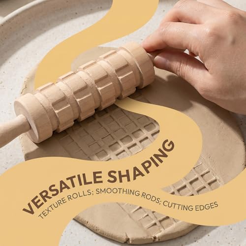Toddmomy Wooden Clay Tool Set for Kids Toddlers, Clay Molding Tools for Pottery, Ceramics and Modeling Dough, Beginner-Friendly Art and Crafts Activities