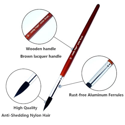 10pcs Professional Artist Watercolor Brush Set - Fine Detail Paint Brushes, Premium Brown Wood Handle, Black Synthetic Round Pointed Tips for Artists & Students Art Supplies Gift