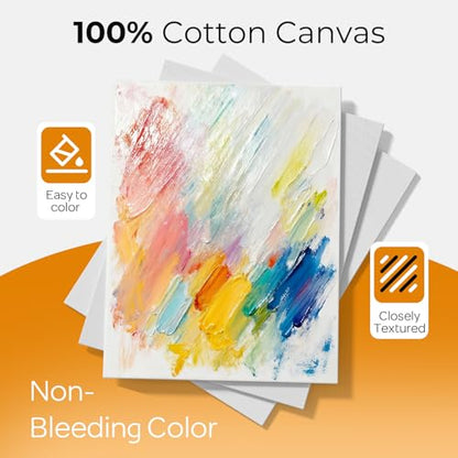 Nicpro 8 Pack 8×10 Inch Canvas for Painting,Sip and Paint Kit for Party | Art Canvas for Drawing with 16 Brushes, 8 Paint Trays, 8 × 12 Acrylic Paint, Painting Kits for Adults Party