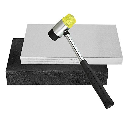 Steel and Rubber Block 2 Pcs Work Bench Blocks 4" x 6"(10cmx15cm) | Stamping Block for Hammering, Shaping, Chasing, Flattening Metals - color: Steel and Rubber Block, size: 4" x 6"
