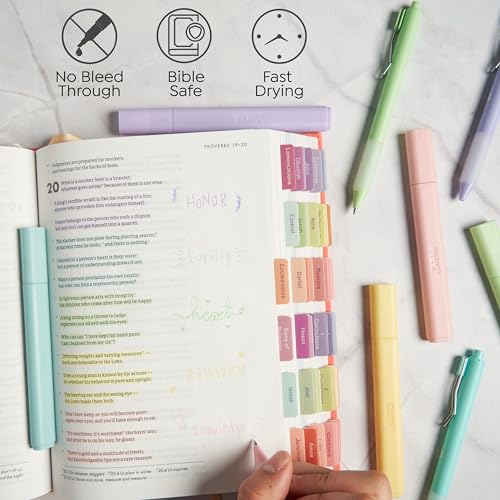 BLIEVE - Aesthetic Highlighters and Gel Pens With Soft Ink and Chisel Tip, Bible Highlighters and Pens No Bleed, Dry Fast Easy to Hold, for Bible Journaling Planner School Supplies (CANDY) - color: CANDY