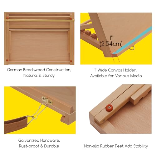 MEEDEN A3 Wooden Tabletop Easel for Painting, 5-Position Adjustable Drawing & Sketching Board with Shoulder Strap, Portable Beechwood Desktop Art Easel Stand for Adults, Artists, Beginners & Student - size: A3（18 1/2 L * 14 1/4W）