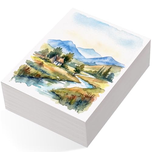 240 Sheets Watercolor Paper Bulk 5 x 7 in, 110 Lb/230 GSM, White | Cold Press Paper, Good Absorbency, Resists Pilling and Warping, Ideal for Cards, Invitations, Drawing and Beginners - size: 5x7 Inch