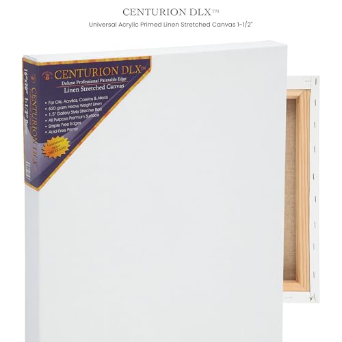 Centurion Deluxe Pre-Primed Linen Canvases, 1.5" Deep - 9"x12", 3 Pack | Professional Acrylic Primed Pre-Stretched Canvases, 11oz Linen - Kiln-Dried Stretchers, Back Stapled, Museum Archival Quality - size: 9"x12"