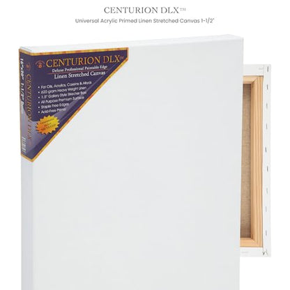 Centurion Deluxe Pre-Primed Linen Canvases, 1.5" Deep - 9"x12", 3 Pack | Professional Acrylic Primed Pre-Stretched Canvases, 11oz Linen - Kiln-Dried Stretchers, Back Stapled, Museum Archival Quality - size: 9"x12"