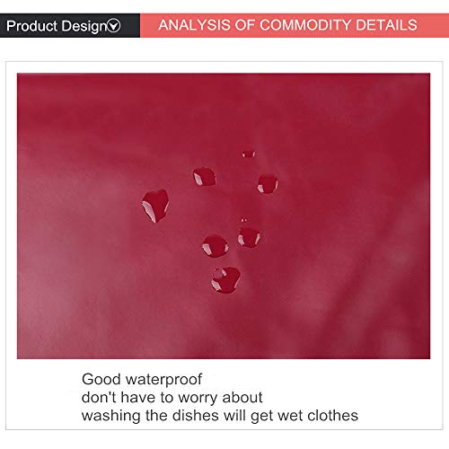 PU Kitchen Oil and Waterproof Aprons for Women with Pocket for Cooking Washing - color: Red