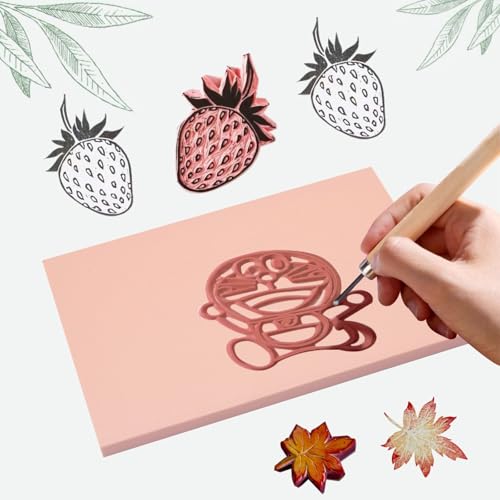 Rubber Stamp Carving Blocks 4"x6" Pink Rubber Carving Blocks Soft Linoleum Blocks for Stamp Maker Printmaking Supplies (2 Pack-4x6Inch)