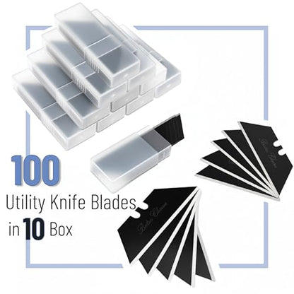 Bates- Utility Knife Blades, 100 Pack, Black, Replacement Blade for Box Cutters with Plastic Case - color: Black in Boxes, size: 100 Pack