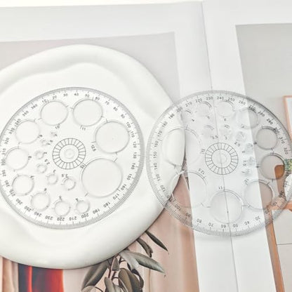 4 Pack Circle Drawing Template, Multi-Size Round Circle Stencil, Plastic Geometric Circle Ruler, Multifunctional Drawing Aid Tool for Student, Design, School, and Office Use(White) - color: white