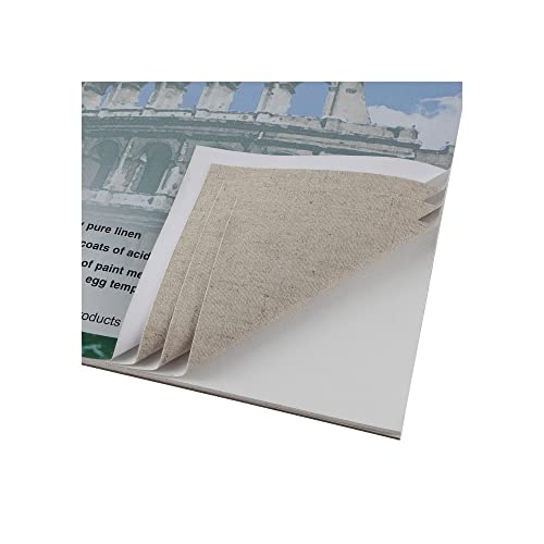 Centurion Acrylic Primed White Linen Canvas Sheet Pad, Pack of 6 Assorted Sizes - 2 Pads Each 6x8", 11x14", 9x12", 11oz Weight, Tape-Bound for Acrylics, Alkyds, Water-Mixable Oils, 60 Total Sheets - size: Assorted Sizes