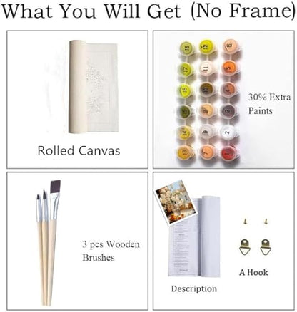 ZRIZQ Paint by Numbers Kit for Adults Beginners,Floral DIY Painting Set,Relaxing Creative Craft Activity,16x20 Inch-Flowers - color: 16"X20"Rolled Canvas-Flowers