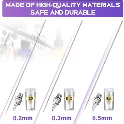 HUBEST 3-Size Airbrush Needle Nozzle Kit, 0.2/0.3/0.5mm for Iwata Master - size: KIT 2